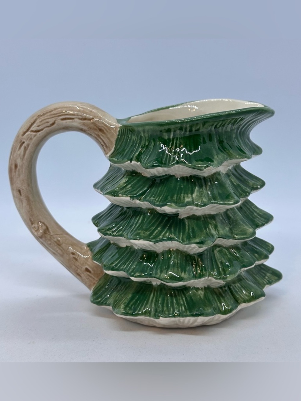 VTG 1989 OCI Christmas Tree Creamer Mini Pitcher Retro Holiday Fitz and Floyd